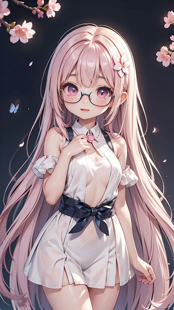 fairy、aisha🧚:
- A tiny size, just 15cm tall
- Delicate, transparent wings like a butterfly(Twice the length of her body)
- A body small enough to fit in the palm of a human hand
- Large pink eyes(Taking up a third of her face)
- Soft pink hair like cherry blossoms(Medium length)
- A small flower hair ornament on her head
- A slender, well-proportioned physique, fairy-like
- A chest that is slightly larger than her body
- Large, black-rimmed glasses covering half her face
- Overall, cute and adorable、A delicate impression
- Fluttering her wings, she floats in the air timidly