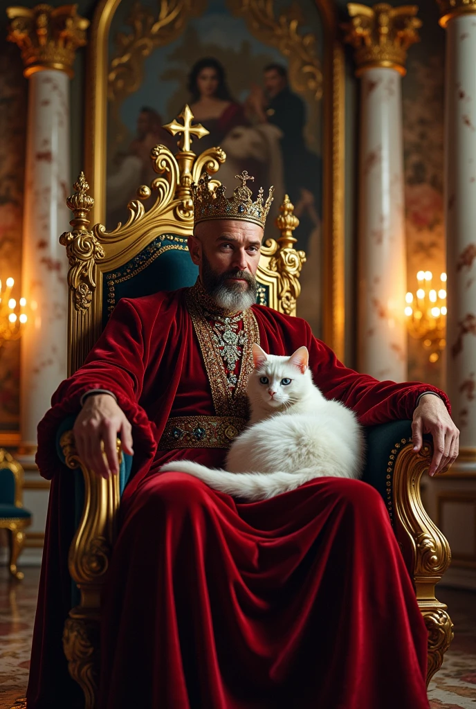 king and beautiful white cute cat