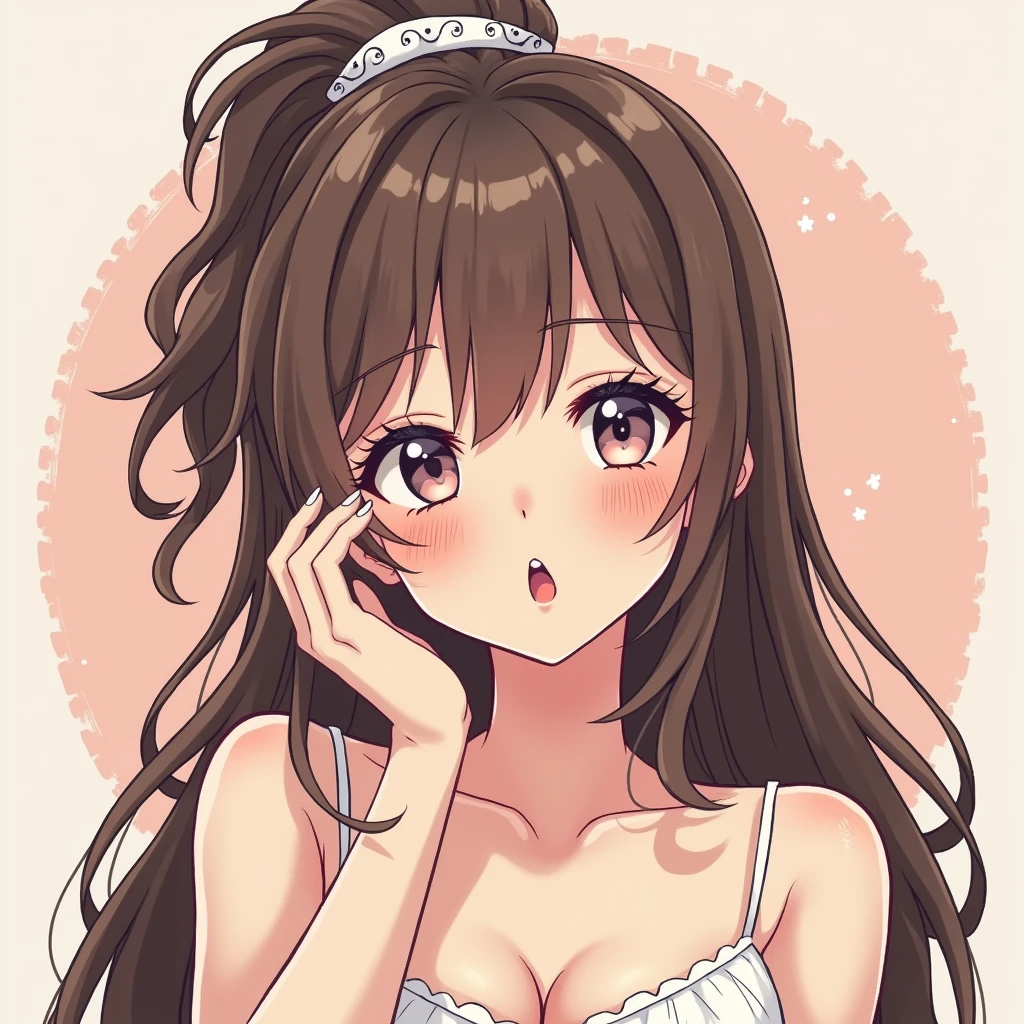 Illustration of a Japanese gyaru mom with perfect makeup going out