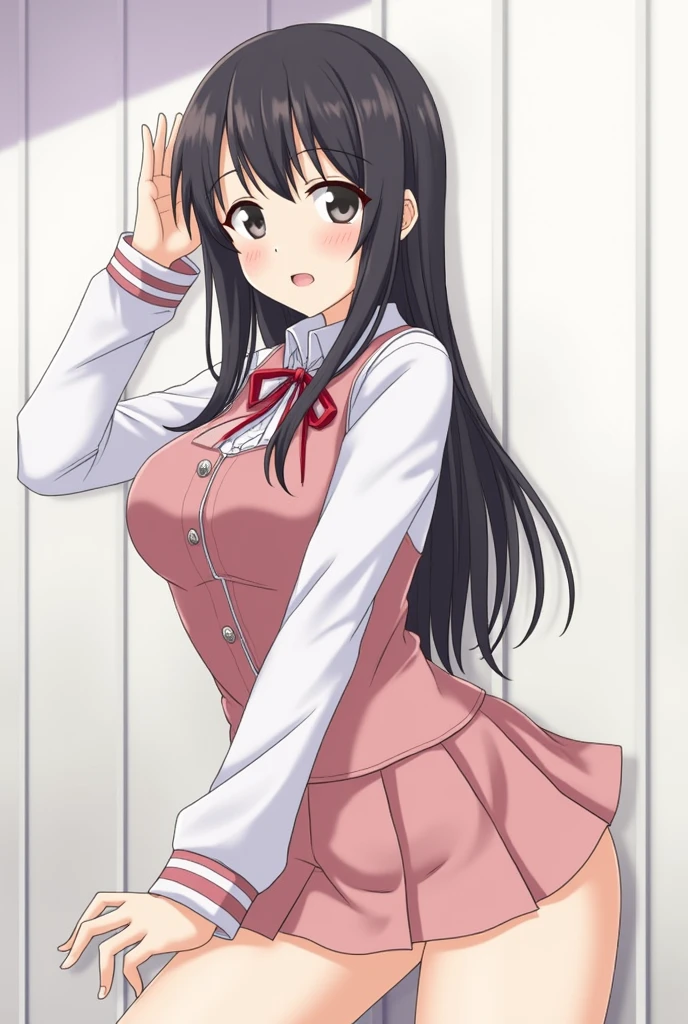 High School Uniform、underboob、Vaginal show、(Sexual Pose)、gyaru、Lower body naked
