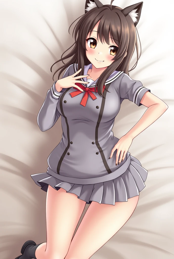 High School Uniform、underboob、Vaginal show、(Sexual Pose)、gyaru、Lower body naked