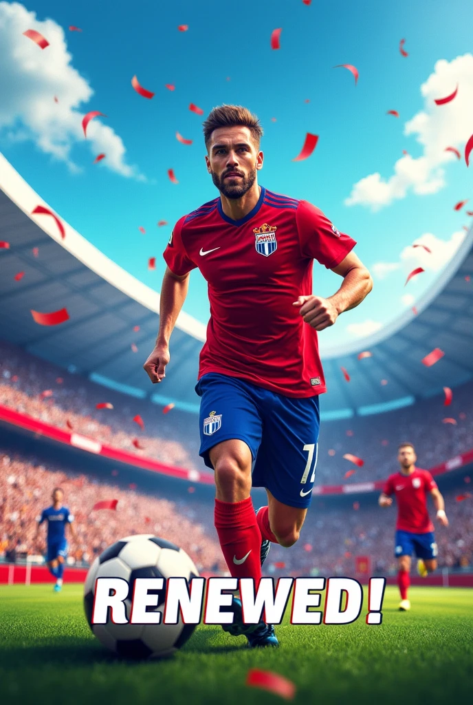 Create a design so I can announce the renewal of a player from my club soccer