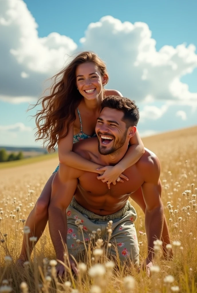 Sexy girl riding a man like a horse