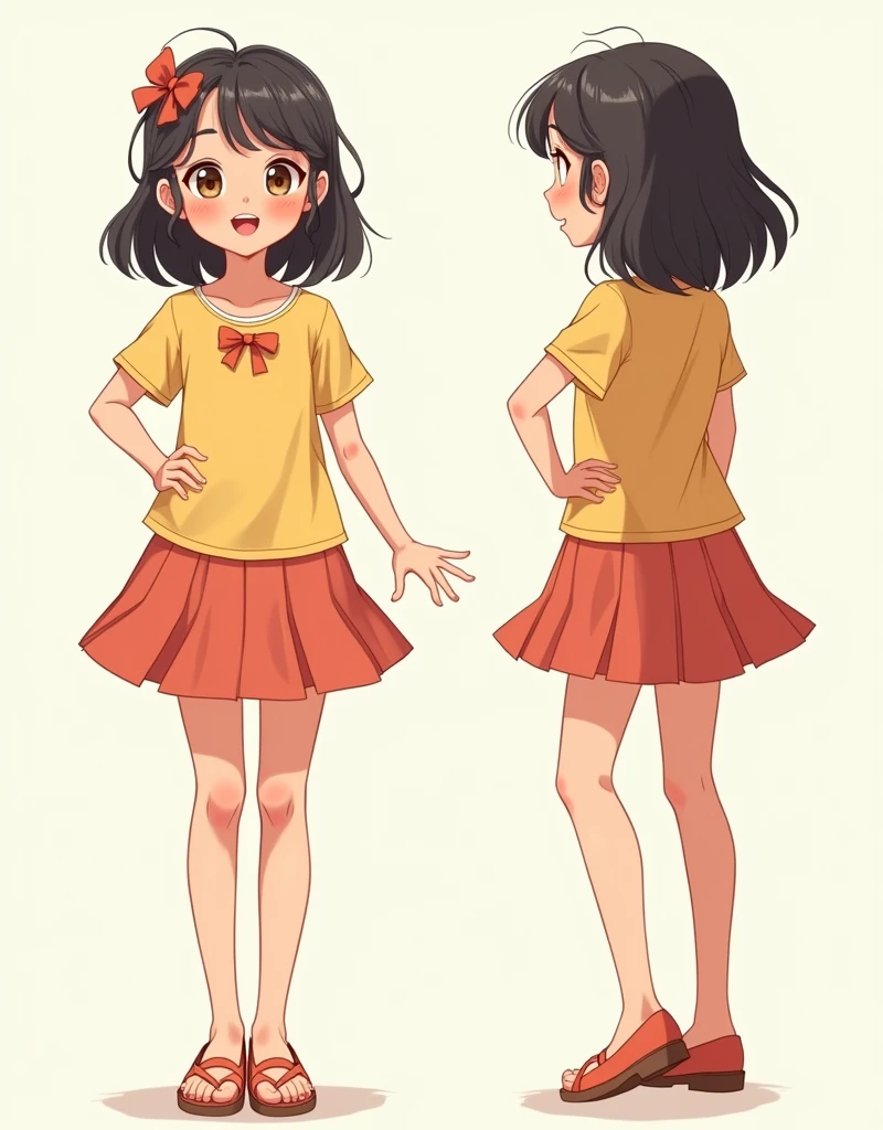 (best quality, masterpiece), 1girl, ,cute, standing girl, three view drawing, front and back and side, character sheet,full body,simple background,