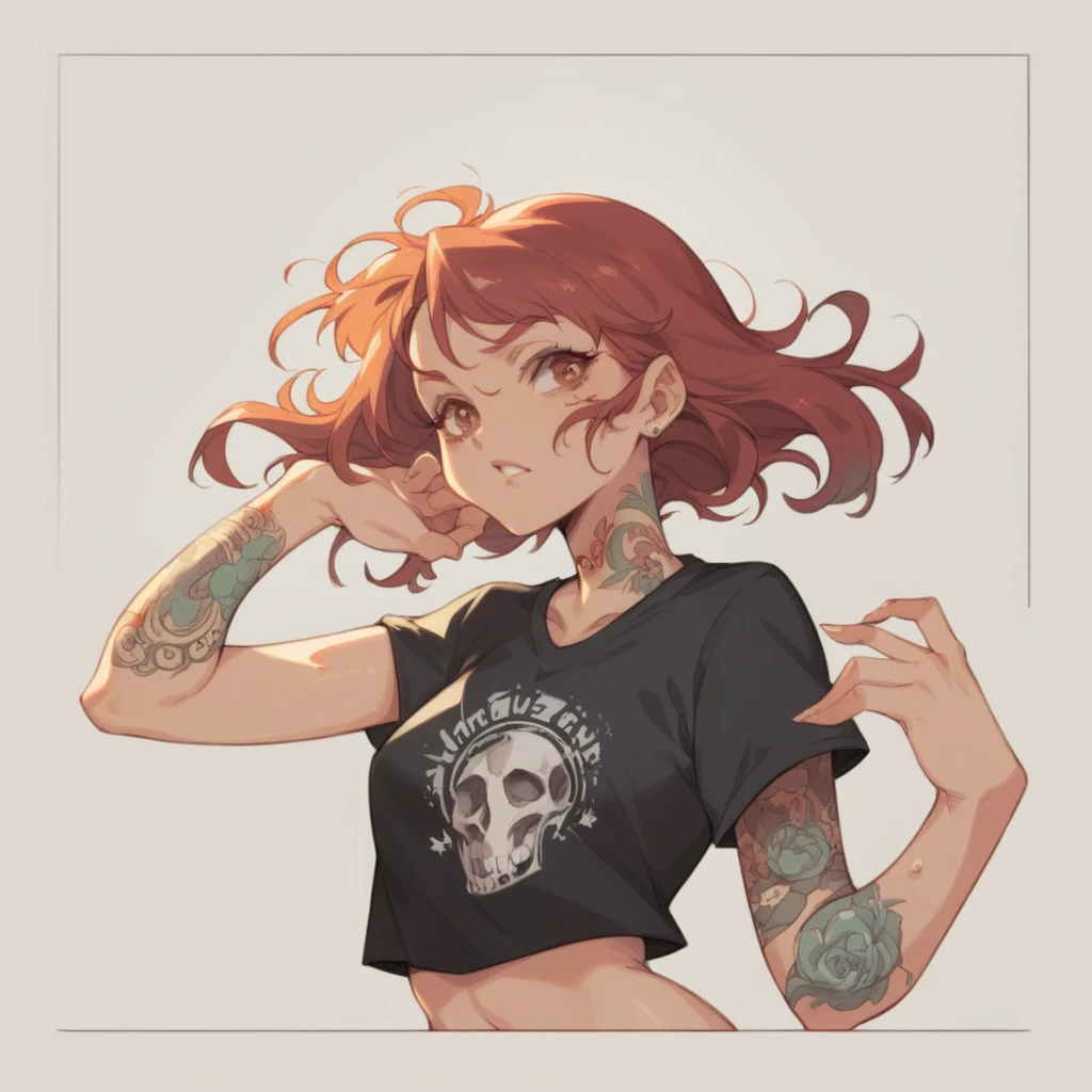 Bad girl, with tattoos and black clothes