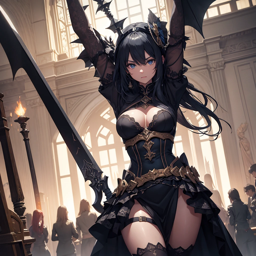 darkness, giant dagger, dance, masterpiece