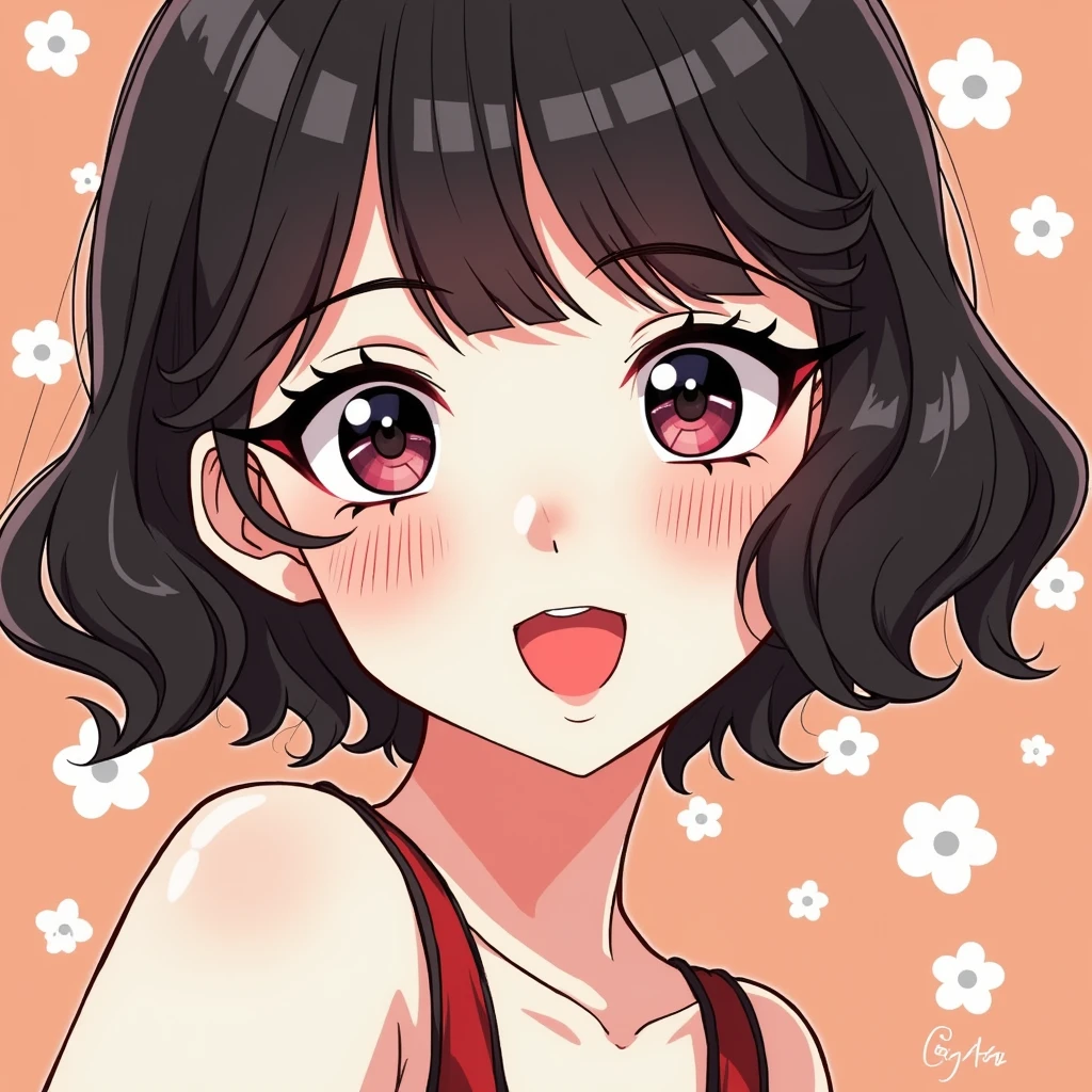 Long eyelashes fluttering
Bold eyeshadow
Red lipstick
Japanese 'Gal Mom'
Doll-like style
Going out!
Illustration style