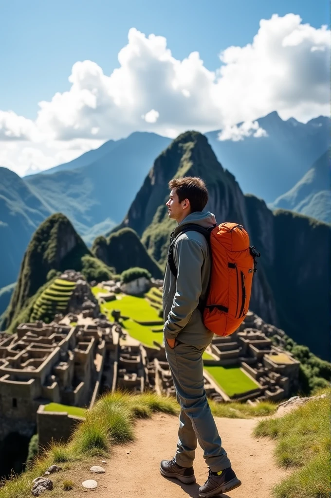 23-year-old man walking in Machu Picchu