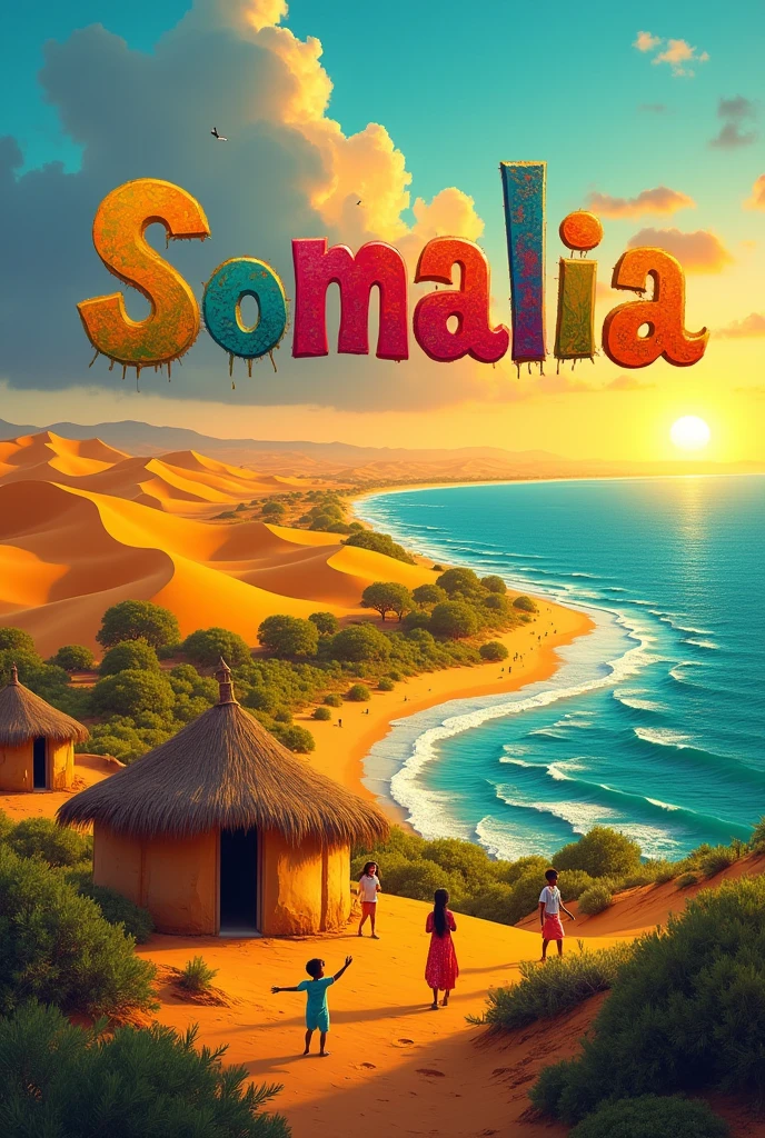 Create an image about Somalia with the name Somalia in the background 