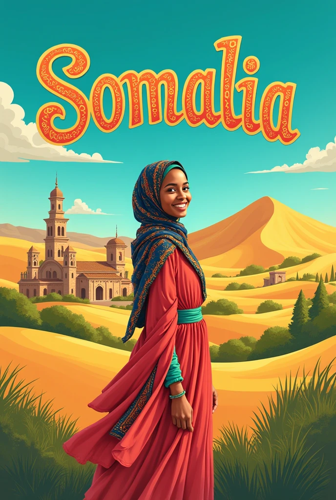 Create an image about Somalia with the name Somalia in the background, this image is Very