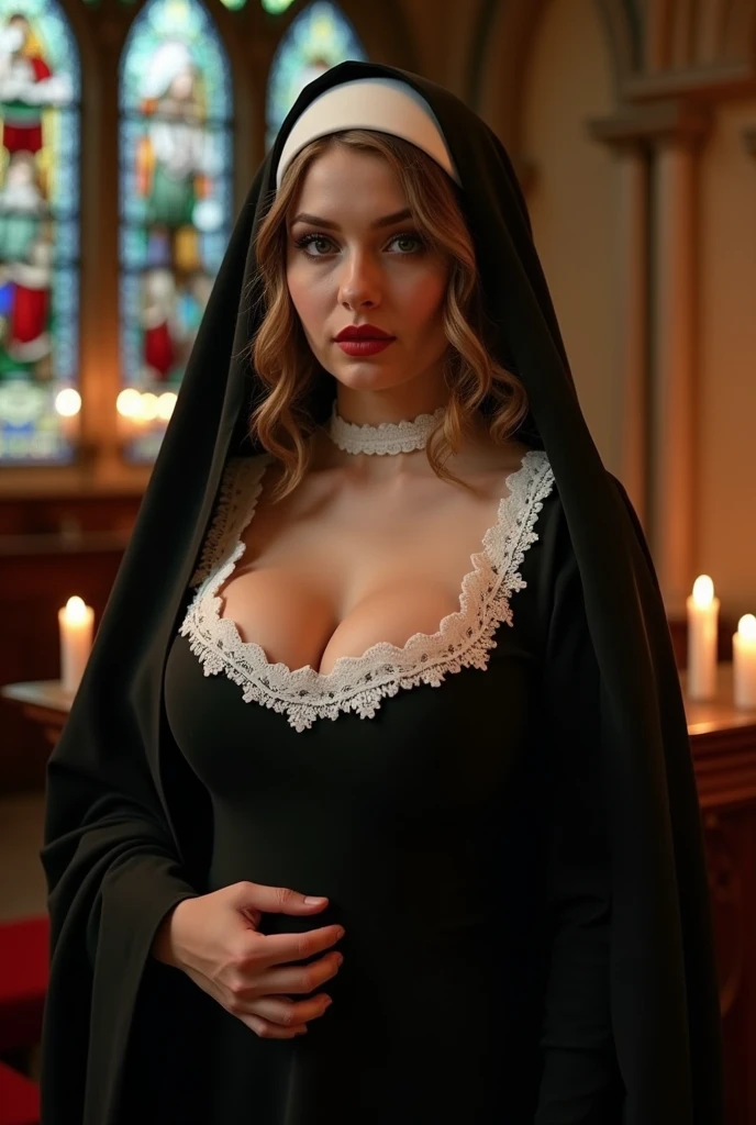 Scarlett Johansson big huge boobs as Nun hottest