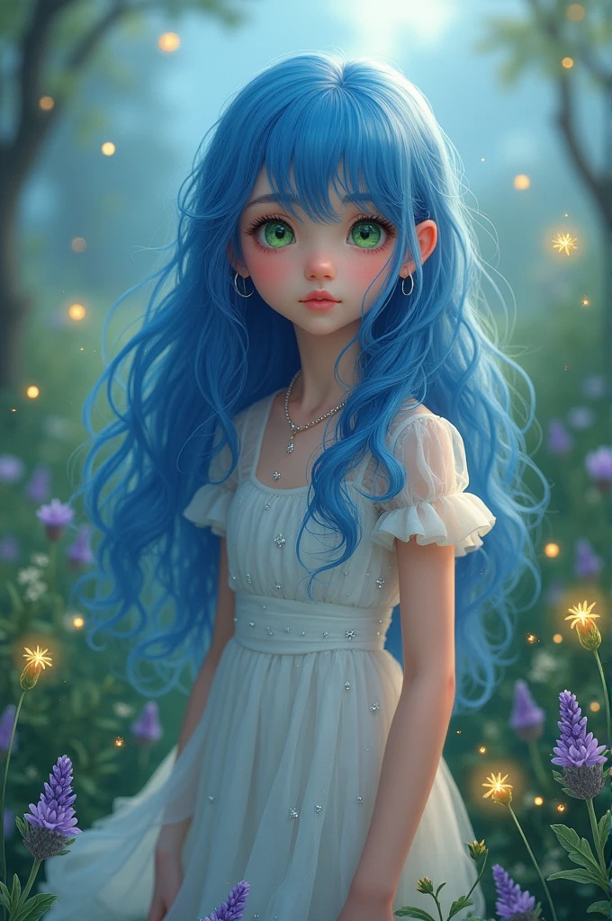 A girl with blue hair