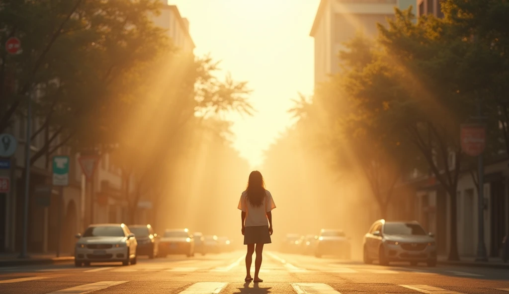 Recognize the signs to align with God: A person at an intersection, with a bright sky showing a clear direction, while other directions are shrouded in mist, representing the importance of following divine signs.
