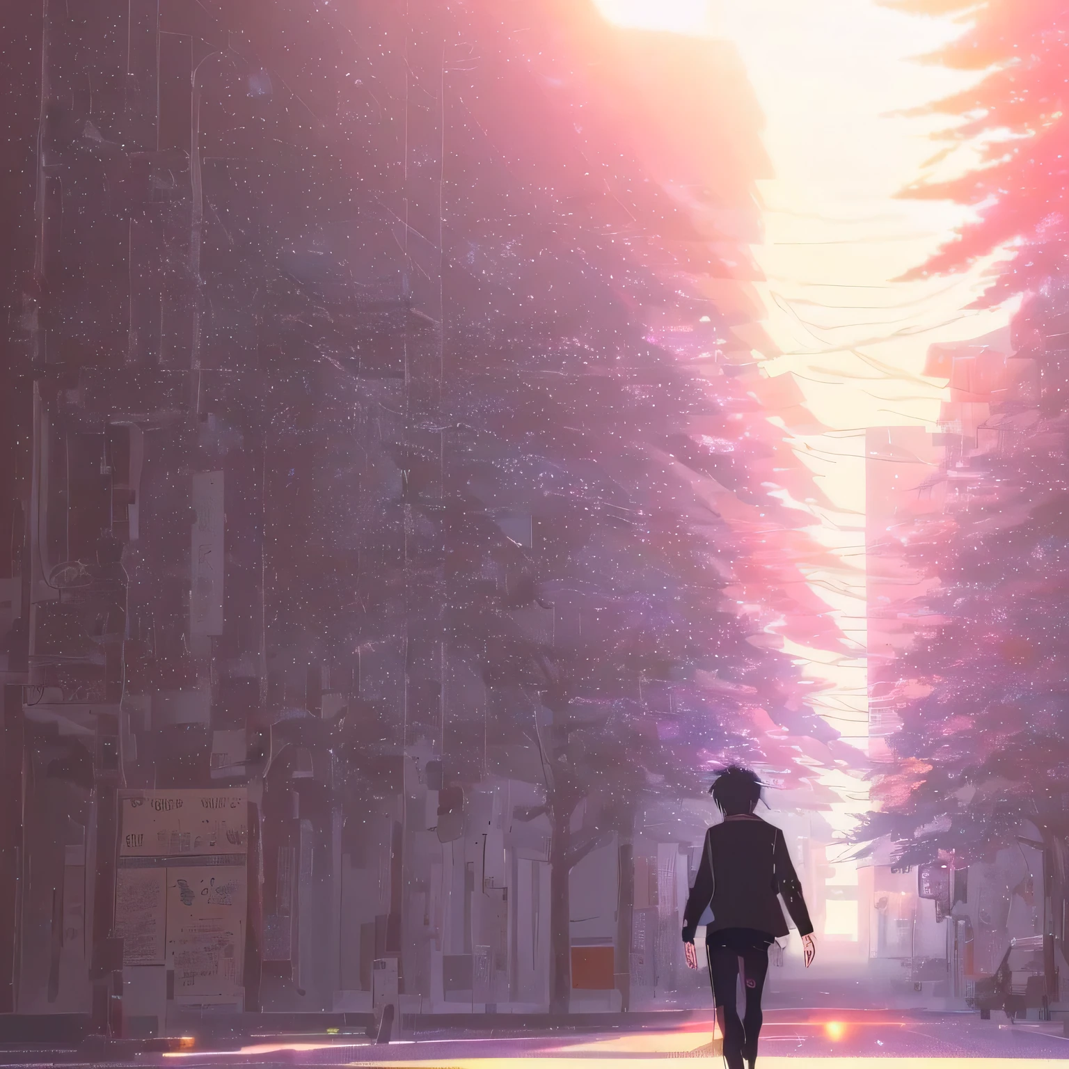 anime man walking on a road with a bright light shining down, makoto shinkai. octane render, makoto shinkai. —h 2160, your name movie style, makoto shinkai cyril rolando, ( ( makoto shinkai ) ), screenshot from the anime film, anime film still, makoto shinkai movie, your name