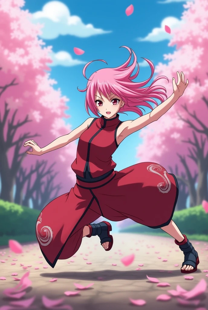 Sakura from the anime Naruto, who does the splits