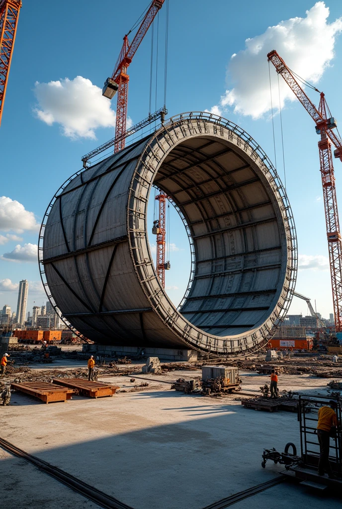Formwork mould for 6 meter circular tank made with steel structures for warren type bridges 