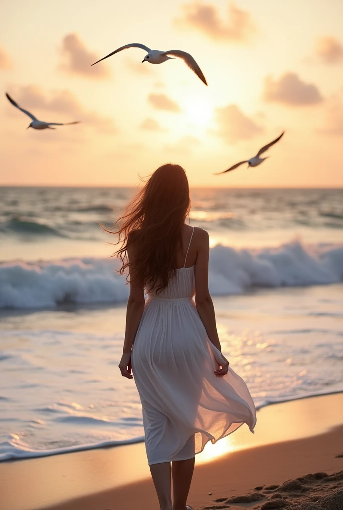 Woman with her back to the sea