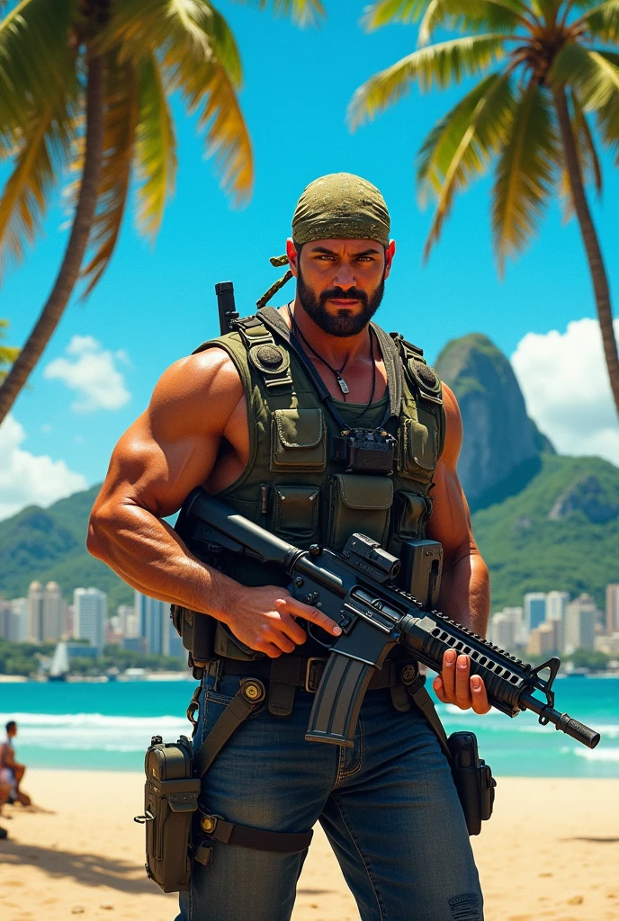 Shooting in Rio de Janeiro with a machine gun 


