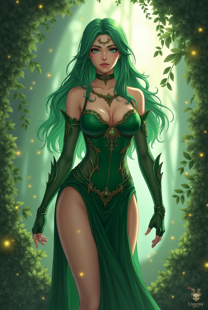 high details, best quality, 16k, [ultra detailed], masterpiece, best quality, (extremely detailed), full body, ultra wide shot, photorealistic, fantasy art, dnd art, rpg art, realistic art, an ultra wide picture of a exotic, exquisite beautiful woman wearing ((black Cheongsam with lively vivid flowers, the flowers grow from the Cheongsam to be alive : 1.5), she wears, (knee high laces heel boots: 1.2), (light green hair: 1.2), long hair, wavy hair, pale skin, (deep blue eyes, Intense gaze: 1.2), fantasy druid grove background, dynamic background, high details, best quality, highres, ultra wide angle, flower dress, DruidMagicAI