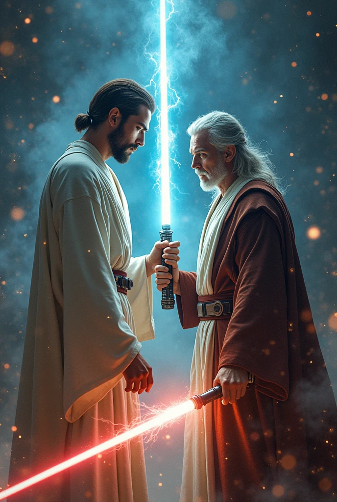 The Spiritual Battle: Despite Obi-Wan's words, McKenna refuses to accept his point of view. The tension grows until McKenna, using a spiritual power channeled through his faith, invokes a sacred force that rivals the Force. The two confront each other, not just physically, but spiritually.The battle is not a mere fight of swords and powers. It's a clash of ideas and beliefs, where Obi-Wan must face not only McKenna's power, but also the doubts that he sows in his mind. McKenna, On the other hand, must grapple with the growing realization that maybe his convictions are not as absolute as he thought.