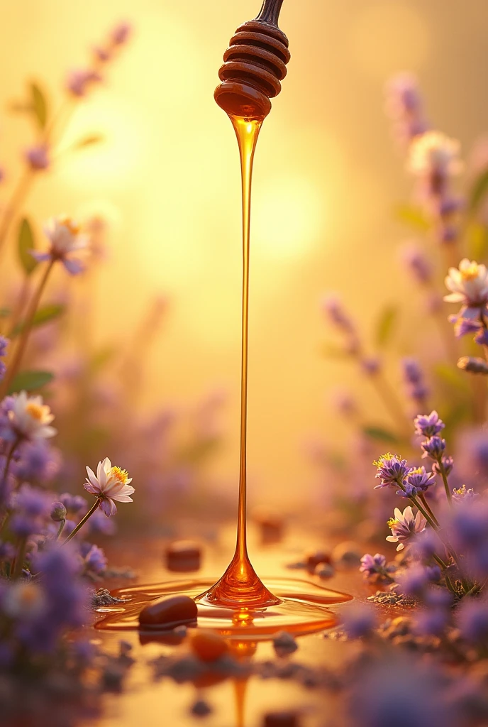 Honey , With vanilla beans split in half in the air, there was tonka spread ,
in a vanilla environment, with meta flowers and also lavender