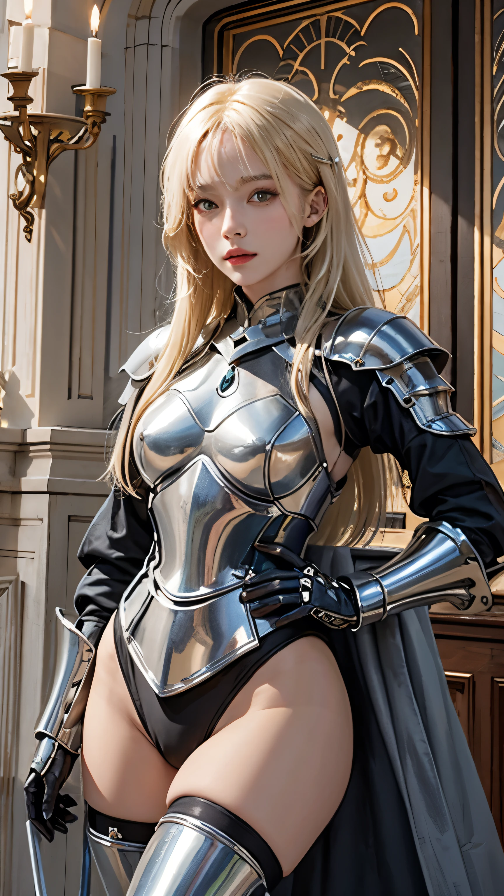 shiny knight armor、leotard、Blonde、Beauty、