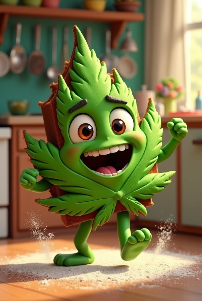 Marijuana Leaf Animated Brownie With Legs And Arms Friendly But Not Cuddly
