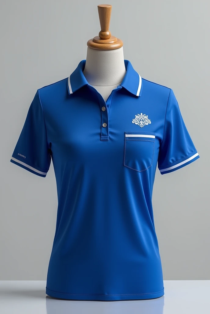 Design a uniform for a pharmacy called Villa Magna Pharmacy, royal blue and white make it a creative polo shirt