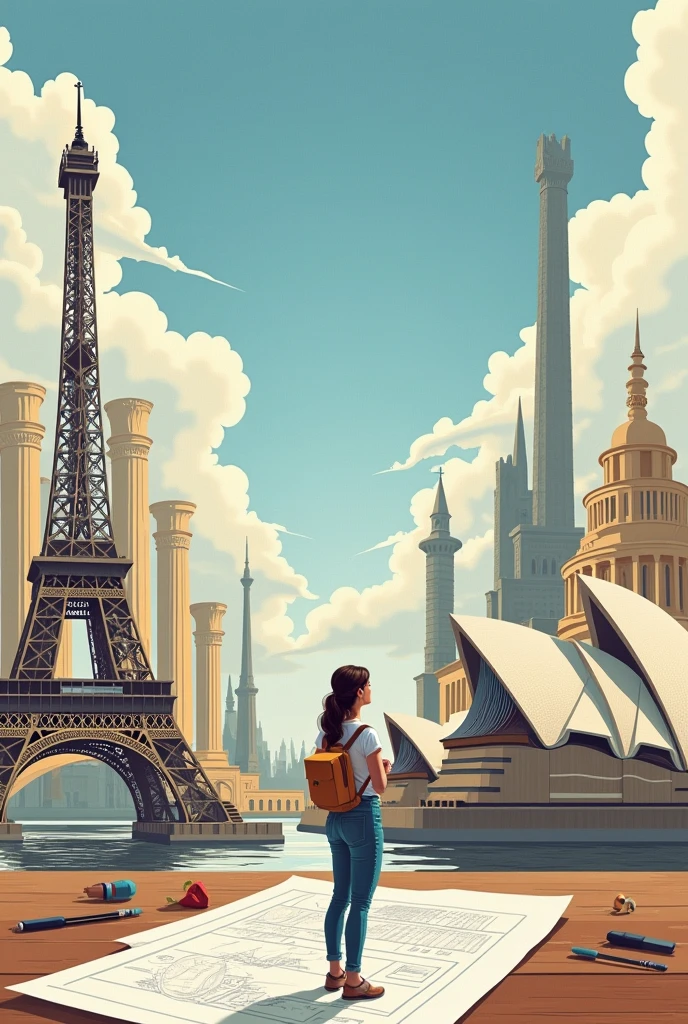 give me a cover for a school assignment, in which the theme of the cover is about architecture, in which some data can be put, on top of her