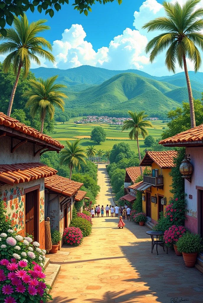 A drawing of the province of Cocle with all its representative elements