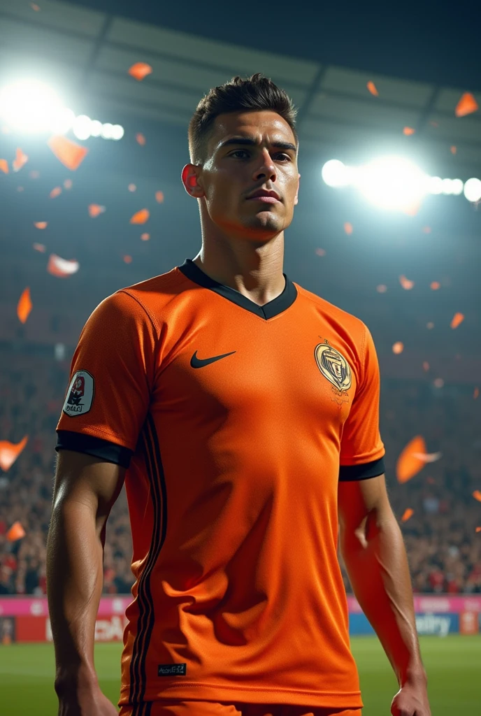 Orange jersey with black details 