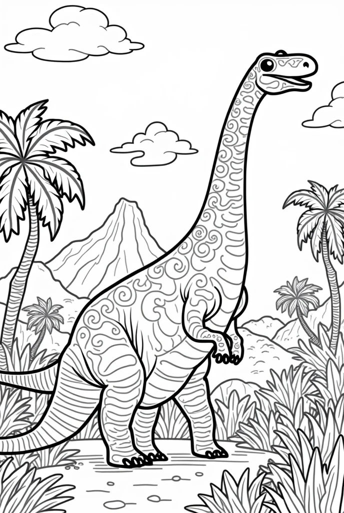 Black and white dinosaur coloring book
