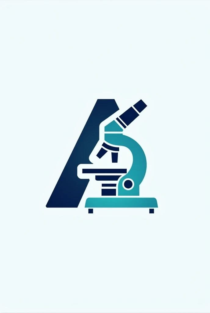 Create a logo called Altamed Laboratorio with the design of the smaller microscope with the larger letter A proportionally placed next to the letter A of Altamed..  It should be Tiffany blue with a dark blue gradient in the letters. Align symmetrically.
