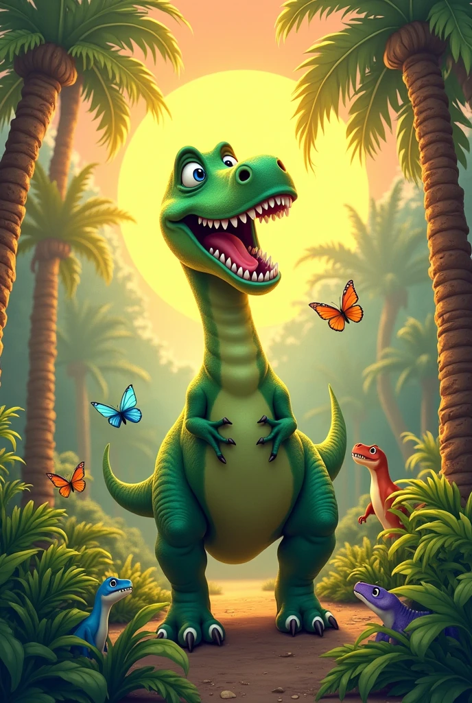 Draw a tremendously happy dinosaur