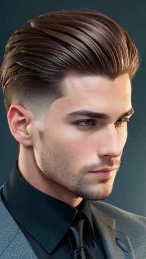 A handsome Auerbach man with stylish hair, focus on the face.