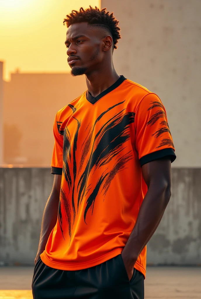 Orange jersey with abstract black details