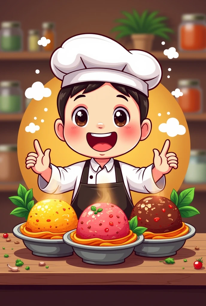 I want to create a food logo that can be use as my logo in making pastil in a canned goods and that has three meat flavors of chicken, pork and beef.