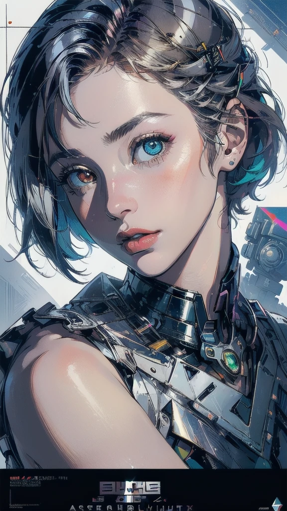 (((masterpiece, highest quality))),(((solo:1.2))),(((1girl:1.2))),32k wallpaper, very detailed, poster, vintage science fiction,(((((geometric cinematic movie poster))))), ((((bauhaus)))),(((abstract))),((((mid century modern)))),(((((portfolio))))),(((((Close-up))))),(((((bust up))))),((((more various angle)))),(((highlight))),((((heterochromia)))),(((complete. detailed face))),(((Extremely talented))),(((most complecated machine))),(((Overall colorfully))),((((((Absolutely gradation background)))))),(((Superalloy Chrome)))