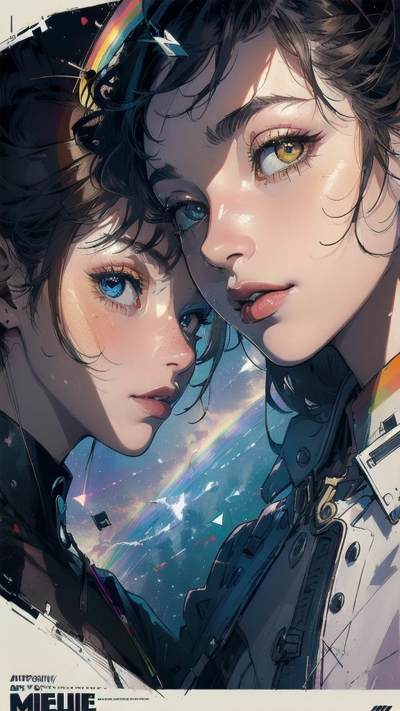 (((masterpiece, highest quality))),(((solo:1.2))),(((1girl:1.2))),32k wallpaper, very detailed, poster, vintage science fiction,(((((geometric cinematic movie poster))))), ((((bauhaus)))),(((abstract))),((((mid century modern)))),(((((portfolio))))),(((((Close-up))))),(((((bust up))))),((((more various angle)))),(((highlight))),((((heterochromia)))),(((complete. detailed face))),(((Extremely talented))),(((most complecated machine))),(((Overall colorfully))),((((((Absolutely gradation background)))))),(((amazing rainbow)))