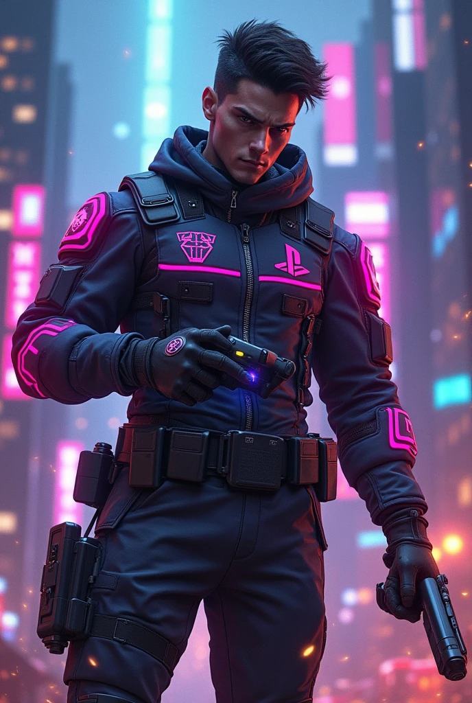 A Valorant character with a Playstation 5 controller in his hand.