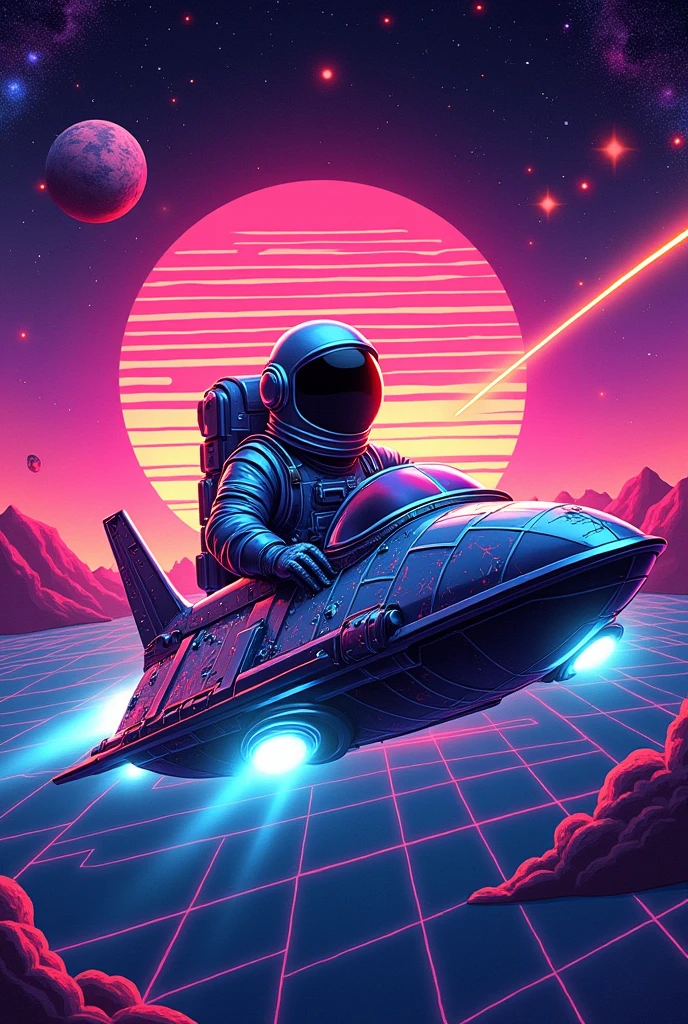 a 80s retro art of space theme.