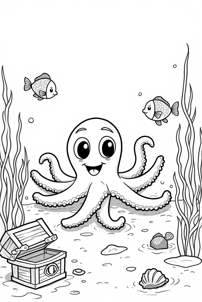 Dashed image of the seabed for children to color