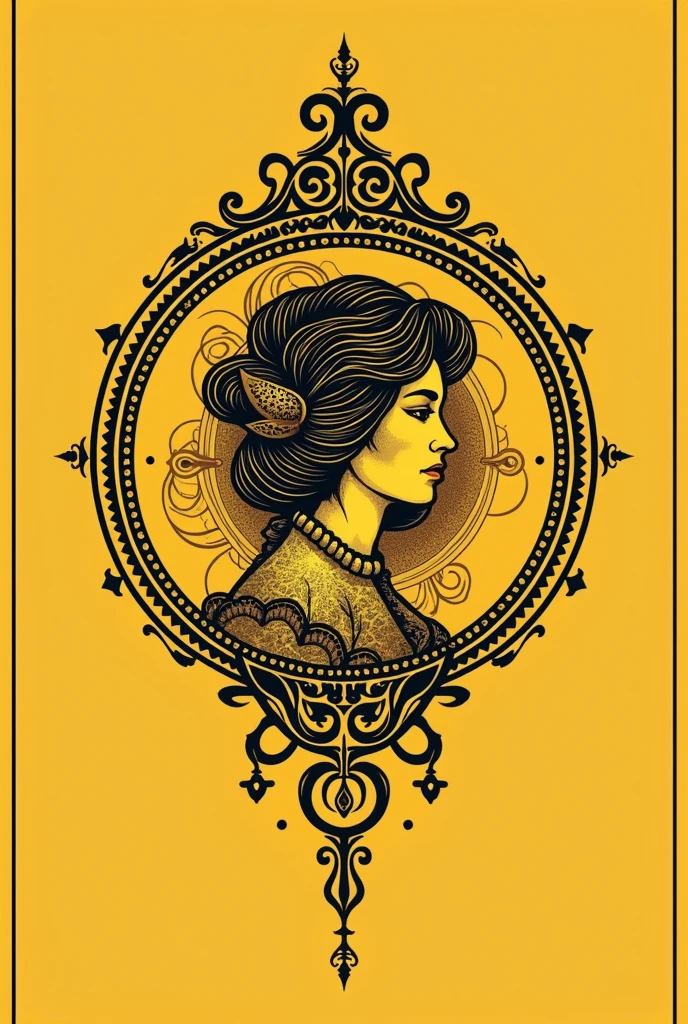 create a logo for a tattoo studio called virgo, uses yellow and black colors, use a vintage style.