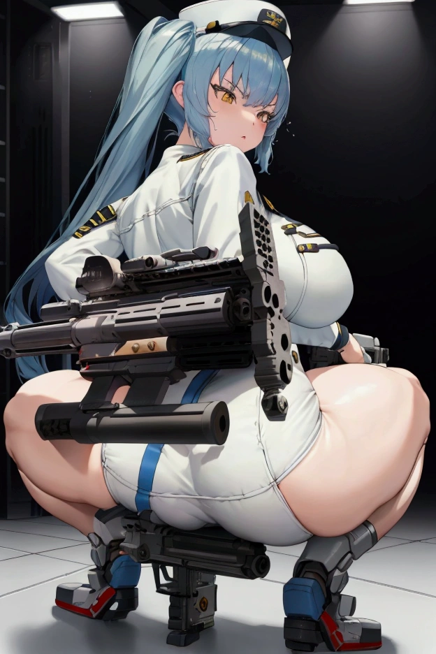 (privacy),(Light blue hair)、(Long twin tails)、(White tight military uniform),(White military cap)、(Nod),(True to prompts)、((look back))、((View your audience))、(Rear View)、(Glaring with sharp eyes)、(Super big breasts),(Super big ass)、((Squat))、(Spread the word your legs)、(((Hold a machine gun)))、(Spread the word your ass)、(Spread the word)、(Busy Street)、(Many people々々々々々々々々々々々々々々)、(sunny)、(blue sky)、(Best lighting)、{{{Browsing Caution}}}、{{{masterpiece}}}, {{{Highest quality}}}, {{ultra-detailed}}, {{shape}}, {{{Very delicate and beautiful}}},{{extremely detailed CG}}、{{unity 8k portrait}}、{{Fabric Shading}}、{{super detailed skin}}、{{Perfect Anatomy}}、{{detailed}}、{{Dynamic Lighting}}、{{{beautiful detailed eyes}}}、{{{beautiful detailed Face}}}、(Perfect Legs)、(Perfect breasts)、(Perfect pose)、(Perfect body)