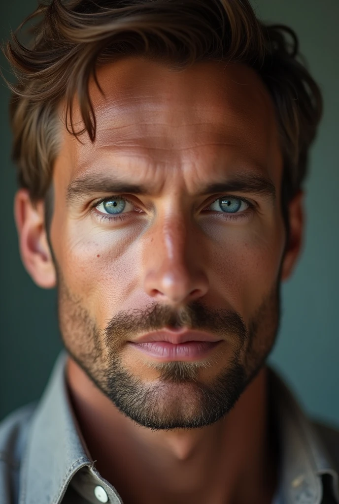 brown man, face perfect, Square jaw, blue colored eyes