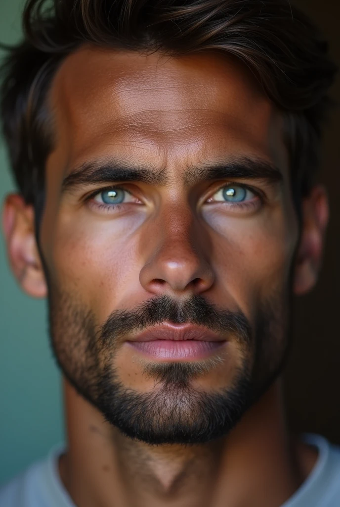 brown man, face perfect, Square jaw, blue colored eyes