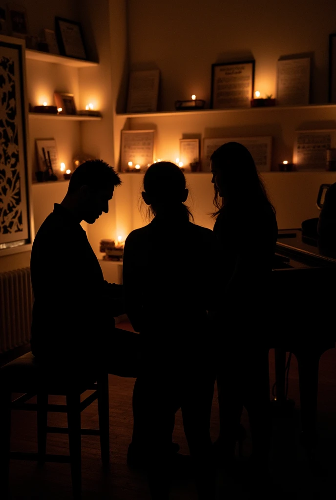 Shadow of people composing music