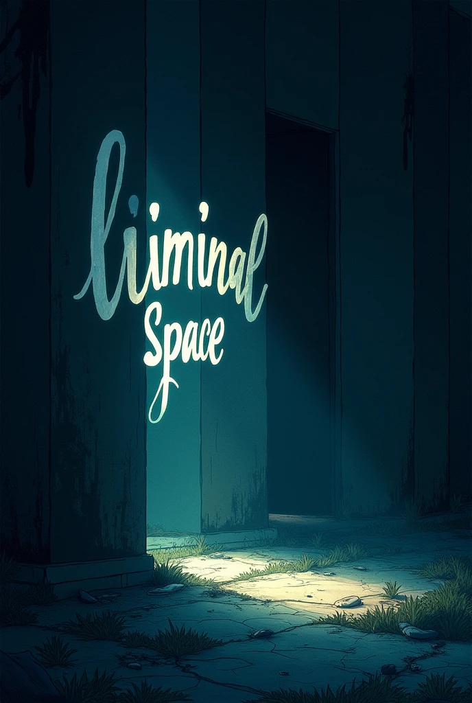 (photorealism:1.2),
**Title:** Liminal Space
**Description:**
Generate an aesthetic illustration with the word "Liminal Space" prominently and correctly displayed in a creative, artistic font. Mention the full words (Liminal Space) The writing should be broad and bold and landscape. The design should evoke a sense of transition and uncertainty, capturing the essence of being in between two states.
**Color Palette:**
- Utilize deep, rich colors, particularly black and blue, to convey depth and introspection.
**Visual Elements:**
- Include a room, blurred boundaries and soft, ethereal lighting and space vive.
- Enhance the feeling of ambiguity and transformation through these elements.
**Tone:**
- The overall tone should be contemplative and visually striking.