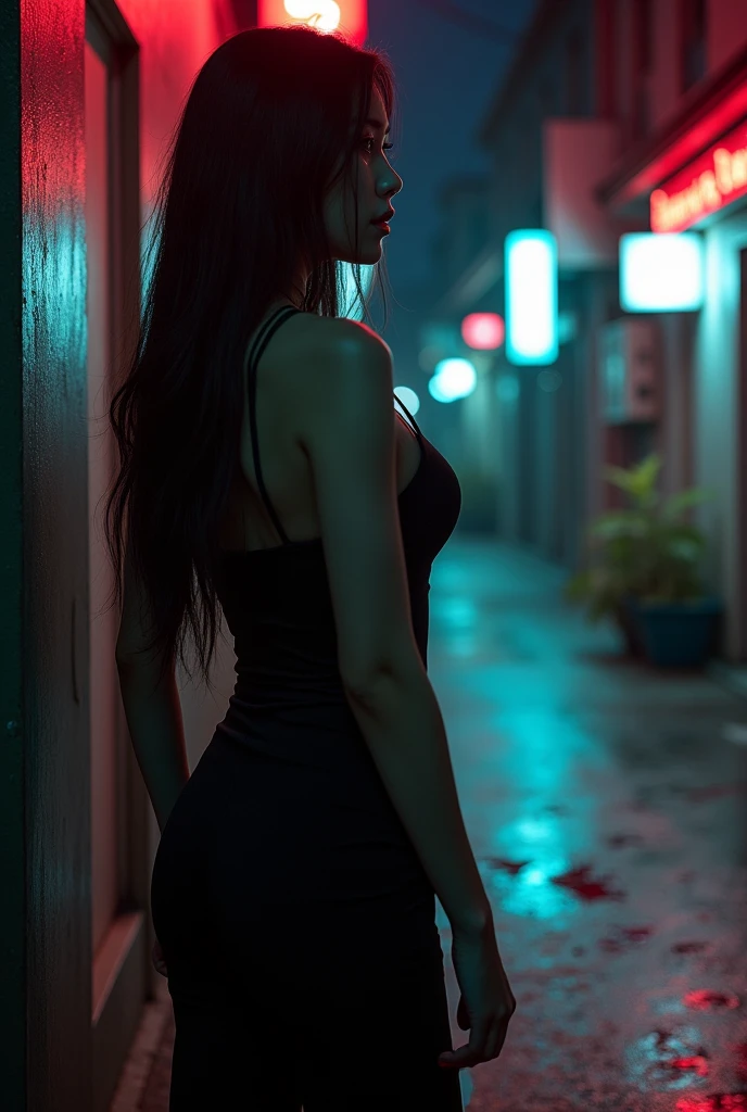 Korean sexy very beautiful woman, cutting throat of a boy ninja blindfold, sadistic bloody throat