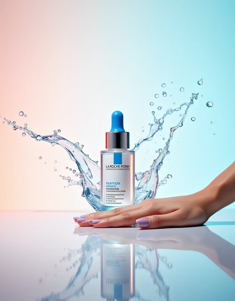 30ml Serum by La Roche-Posay in cream base, applied with a hand using water splash.